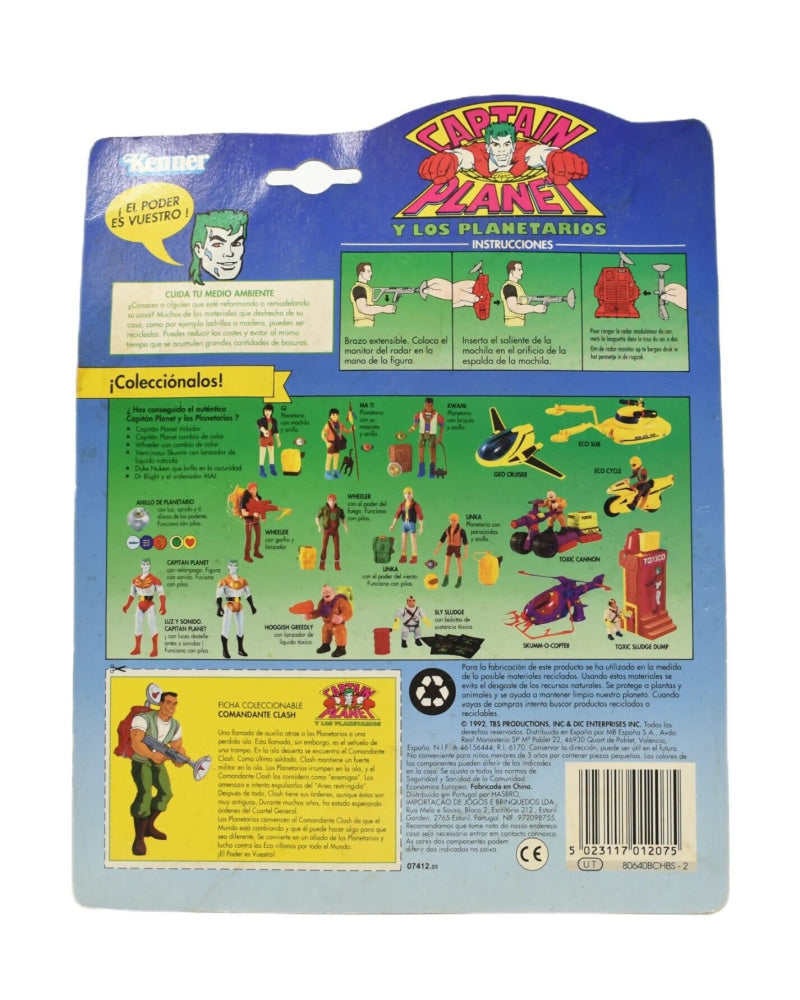 Kenner 1991 - Captain Planet - Commander Clash Action Figure (EU Card) - Toys & Games:Action Figures & Accessories:Action Figures