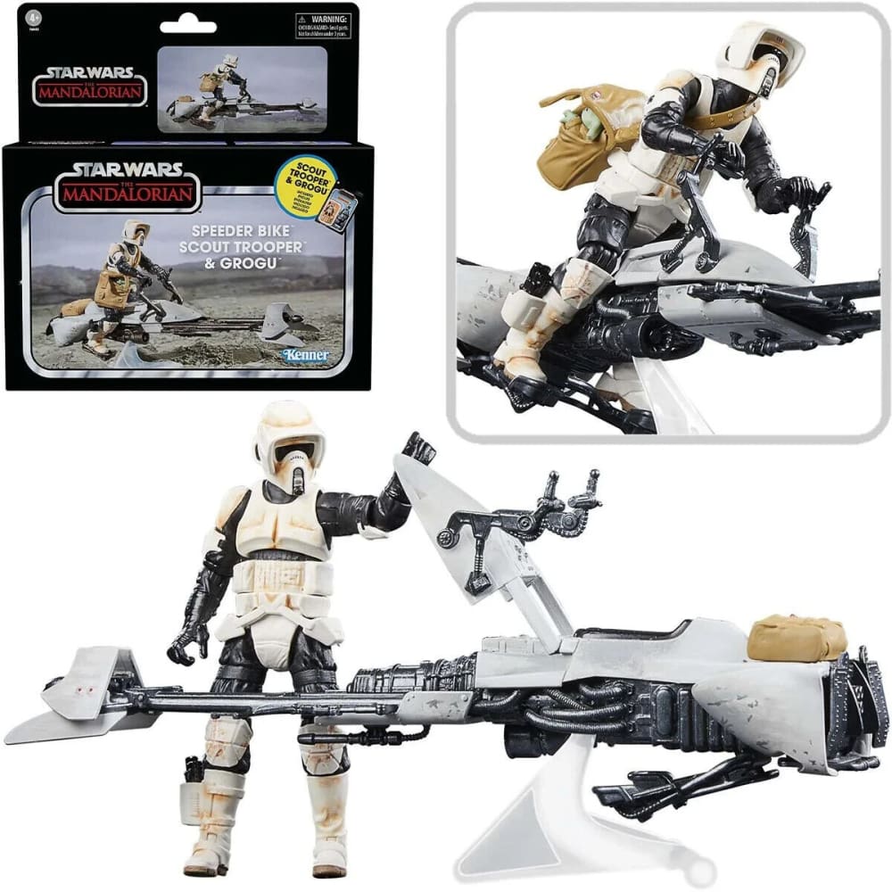 Star Wars Mandalorian The Vintage Collection Speeder Bike Scout Trooper & Grogu - Toys & Games:Action Figures & Accessories:Action Figures